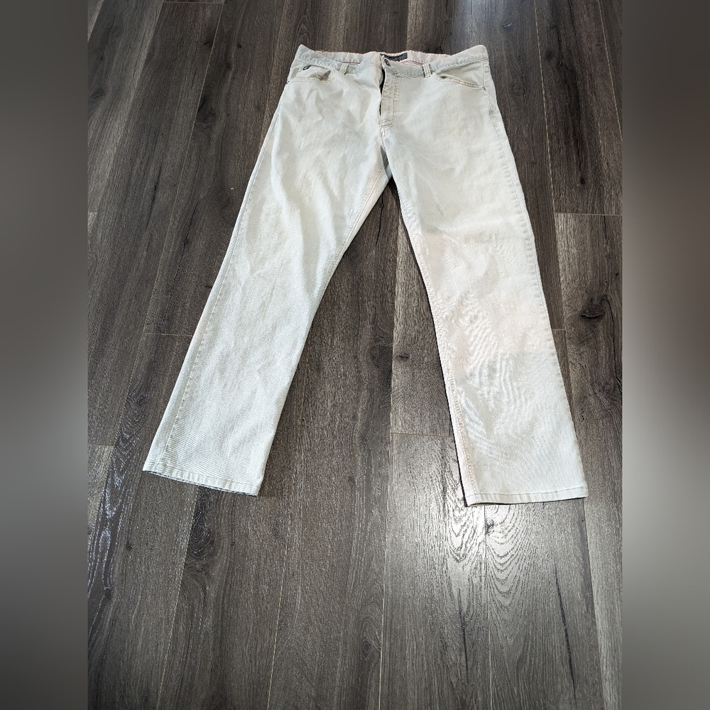 READ. Alberto men's Beige Cotton Jeans.  Size 40/32. Stone Dyes Twill. Stained.